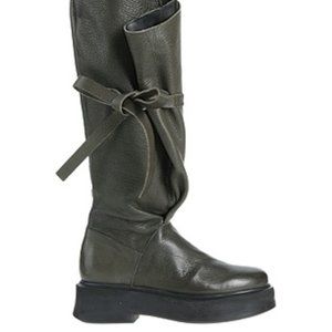 1725.A platform soft leather wrap around boot